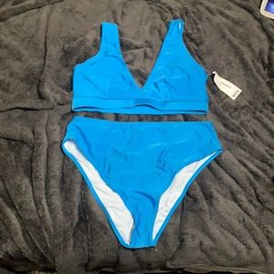 Blue high waisted bikini.